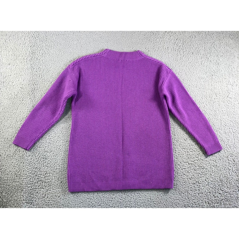 Talbots Cable Knit Fisherman Sweater Women Large Mock Neck Lambs Wool Blend - Picture 3 of 10